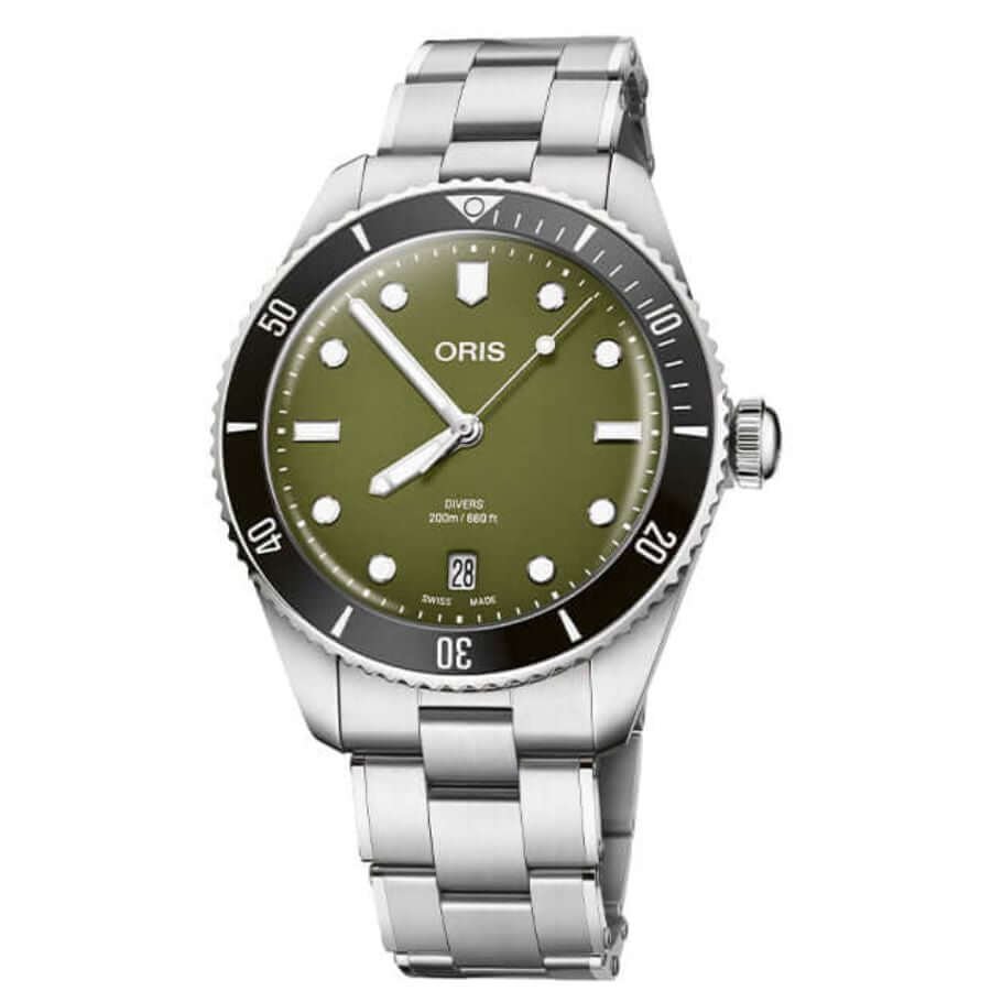 Oris Divers Date Olive rannekello 01 733 7795 4057-Set
