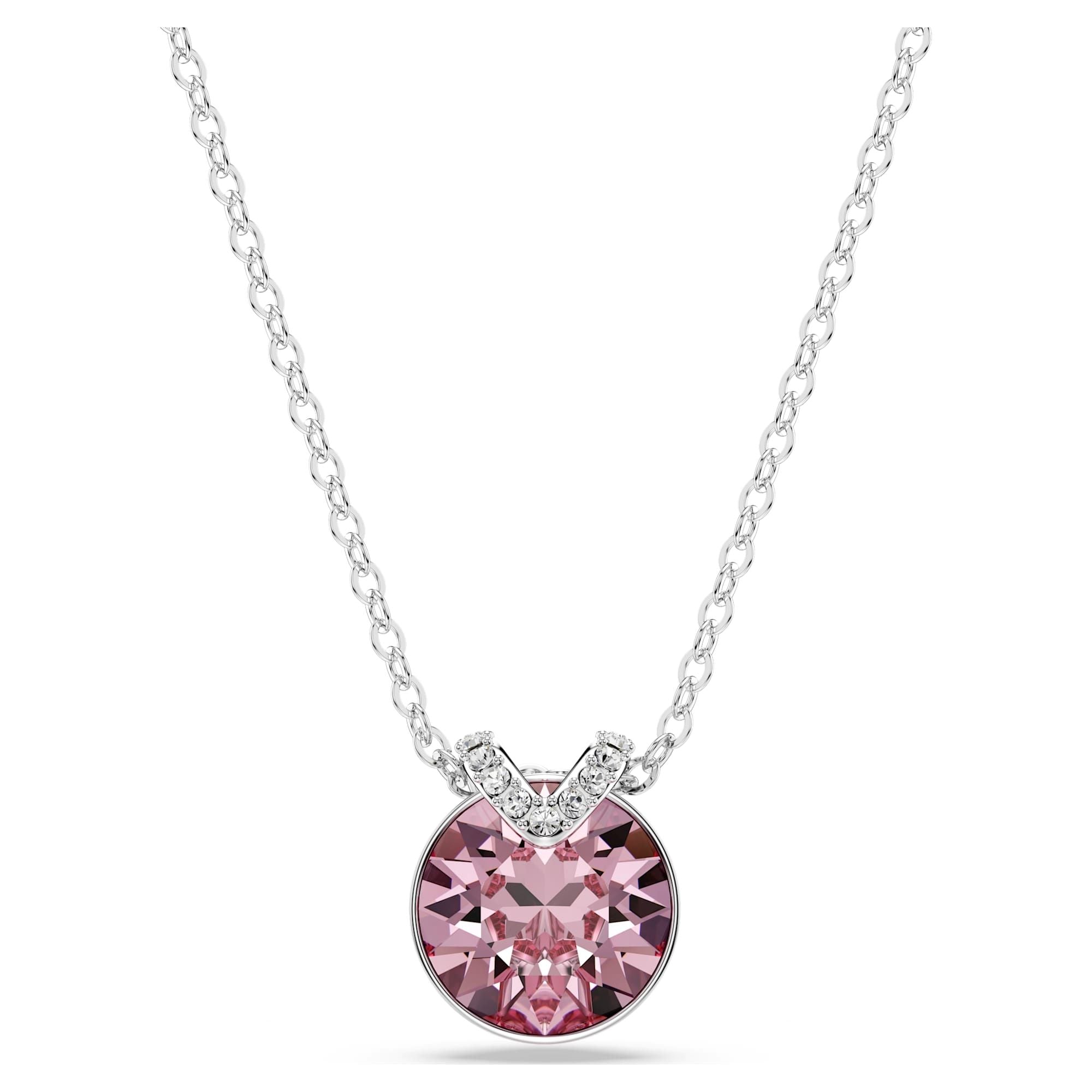 Swarovski bella v riipus round cut pink rhodium plated 5724289
